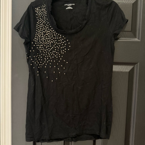 Amy Byer Tops - Ann Taylor Gray Embellished Short Sleeve T-Shirt